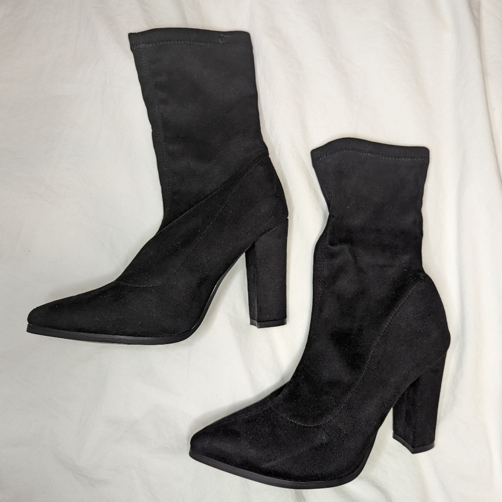 Zara 6-inch Suade High-heeled Sock Boots